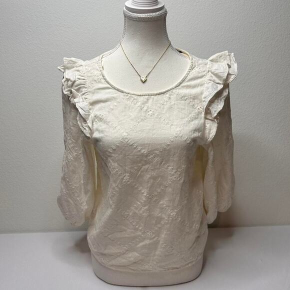 TRF Collection Zara Size Small Beautiful Cottage Core Romantic Cream Blouse - Picture 4 of 7